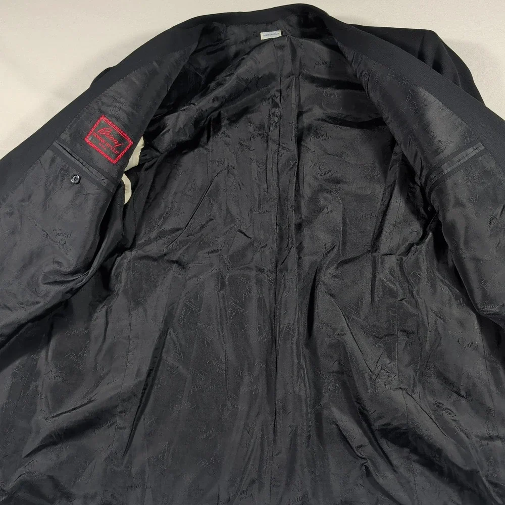 Brioni Blazer Men 46 Black Roman Style Double Breasted Peak Lapel Wool Italy